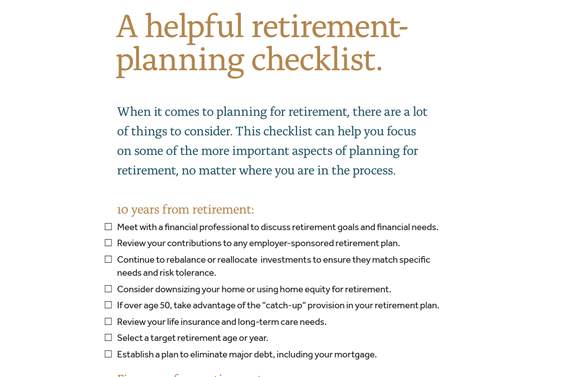 Retirement Planning Checklist
